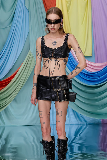 Bare Divide Lace Up Crop Top