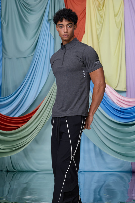 Bare Shadow Zipper T-Shirt Grey