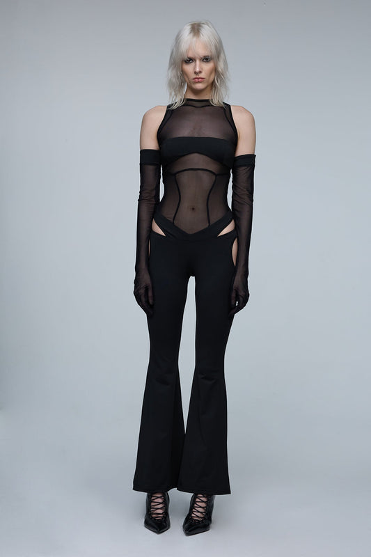 Bare Void Cutout Mesh Pants Set