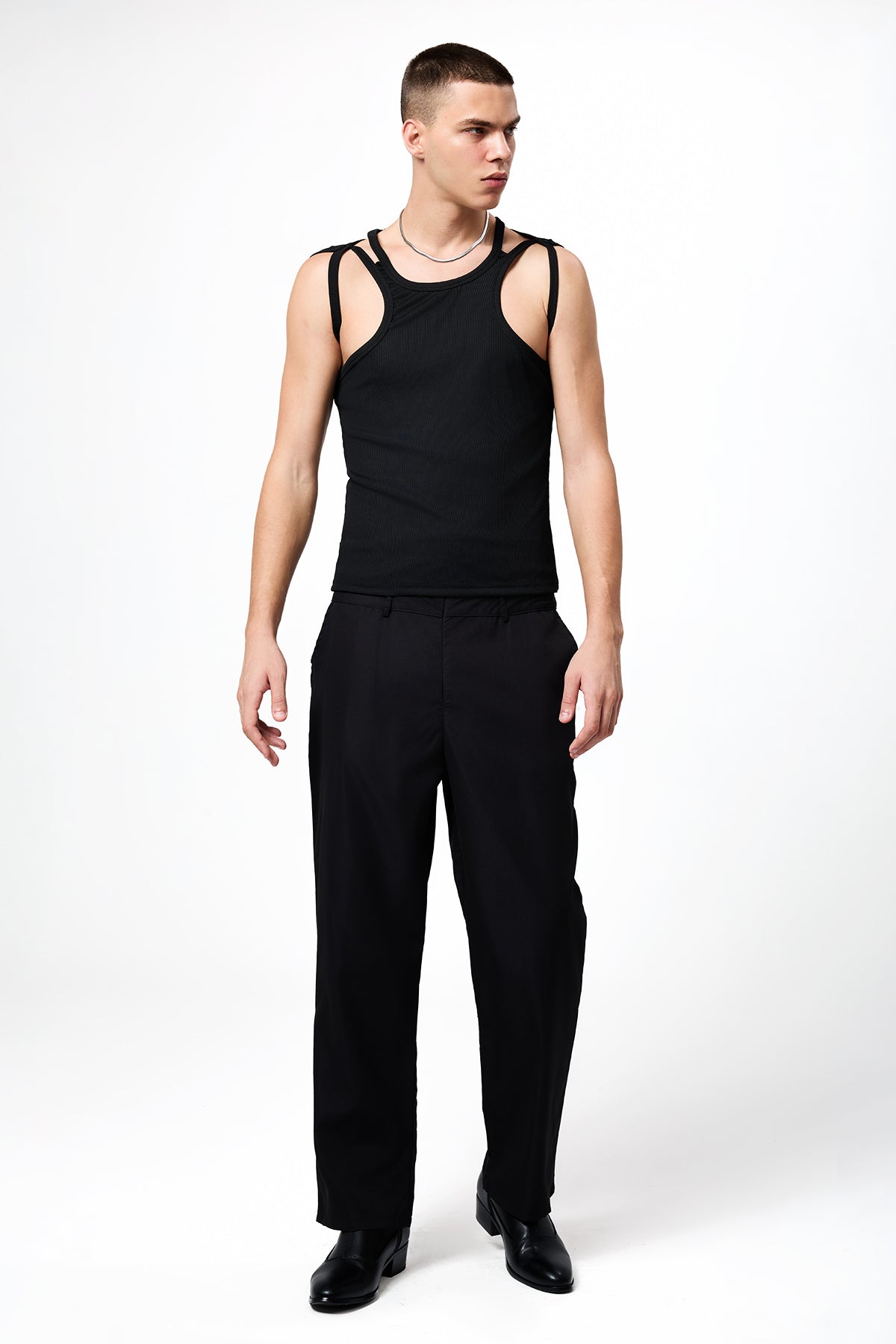 Basic Edge Knit Cutout Sleeveless Top