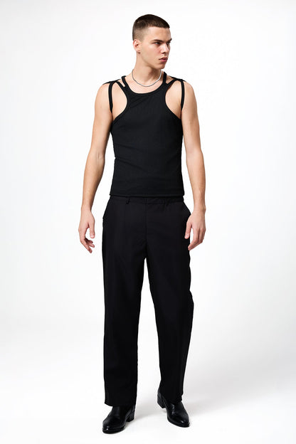 Basic Edge Knit Cutout Sleeveless Top