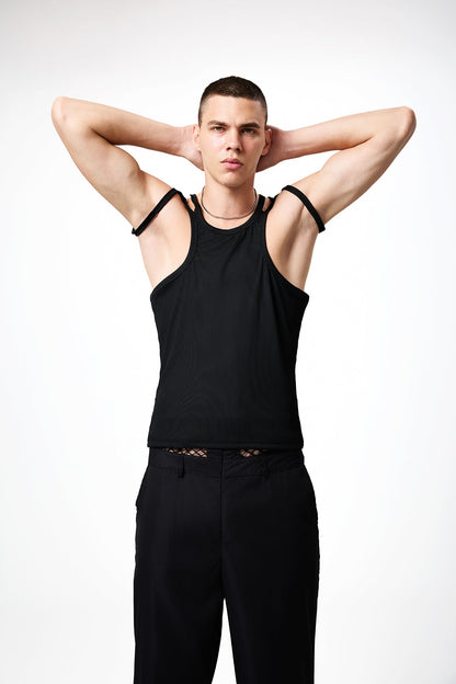 Basic Edge Knit Cutout Sleeveless Top