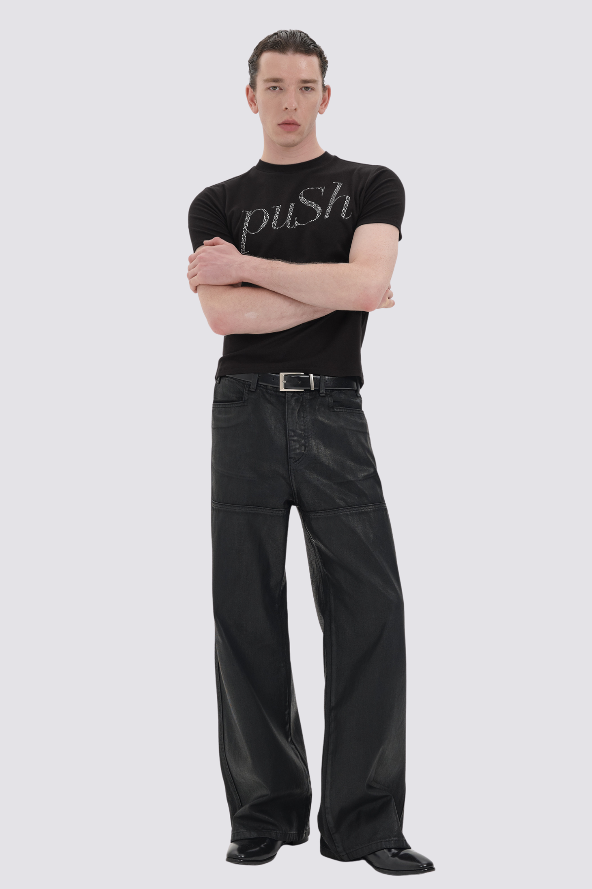 Beaming Jewel Rhinestone T-Shirt Black