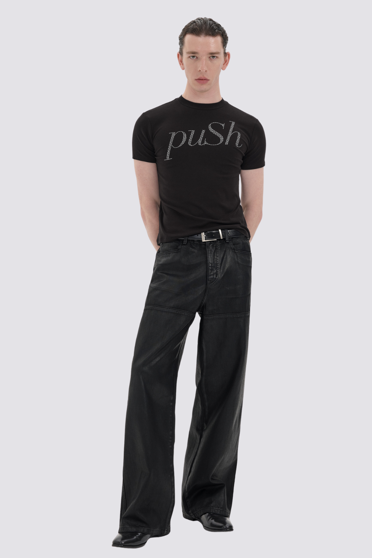 Beaming Jewel Rhinestone T-Shirt Black