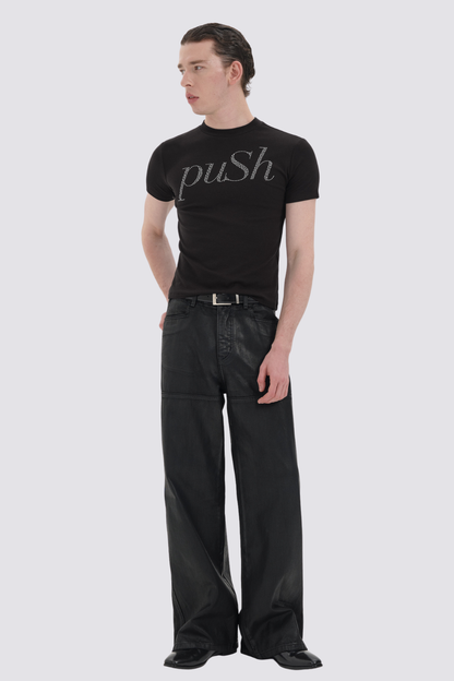 Beaming Jewel Rhinestone T-Shirt Black