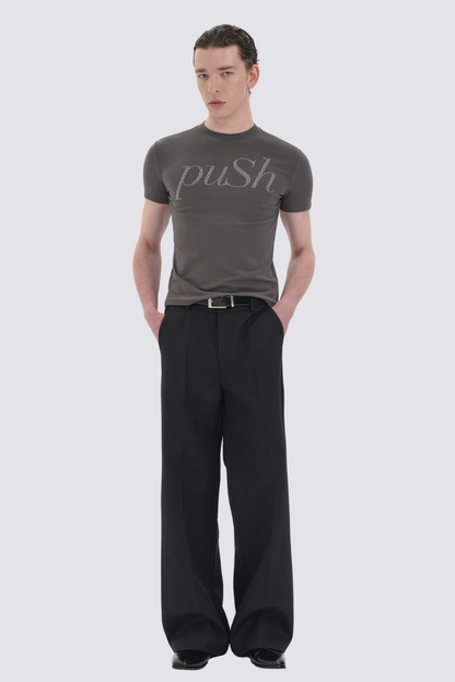 Beaming Jewel Rhinestone T-Shirt Grey