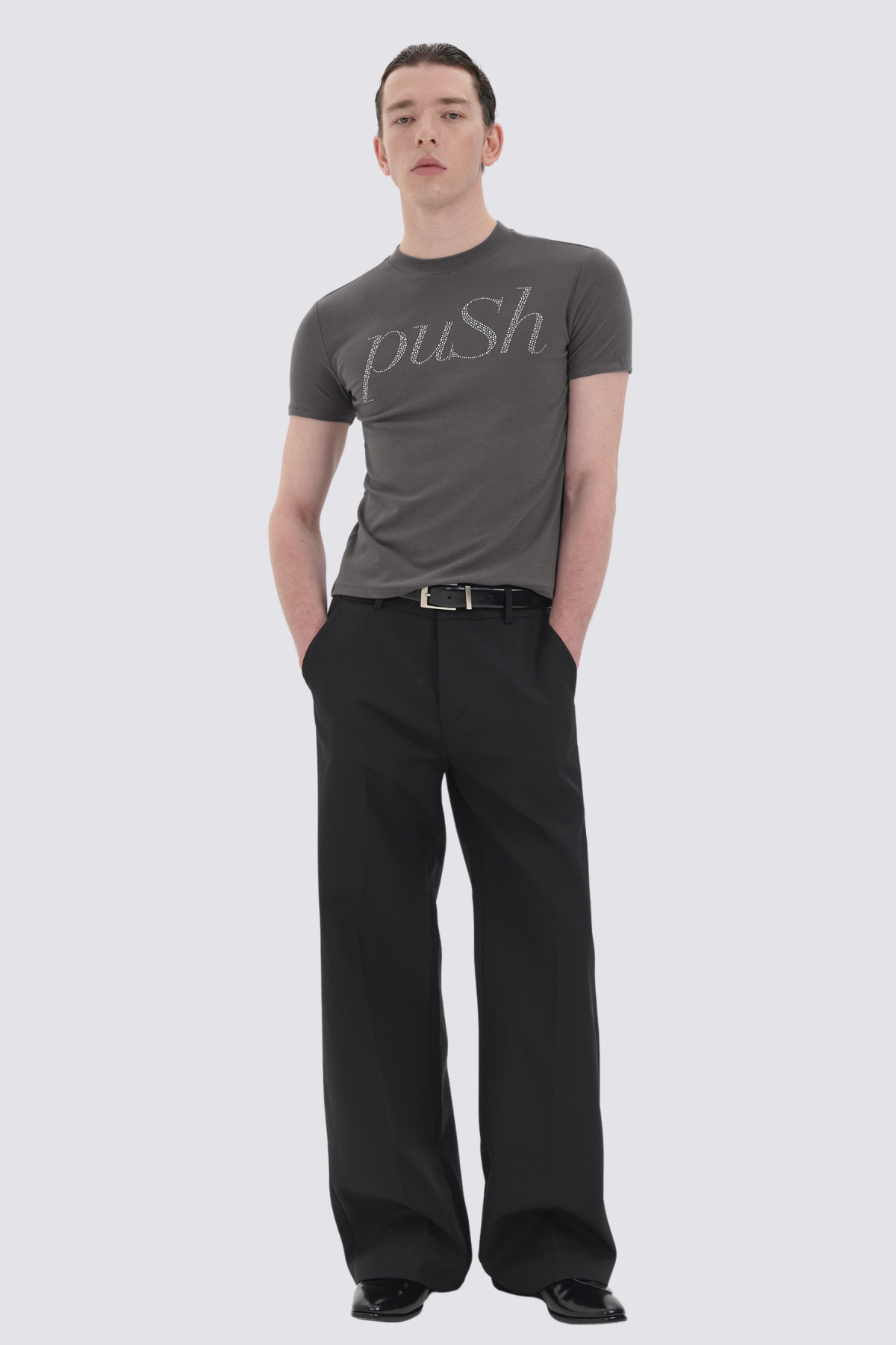 Beaming Jewel Rhinestone T-Shirt Grey