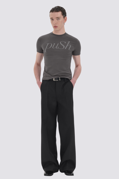 Beaming Jewel Rhinestone T-Shirt Grey