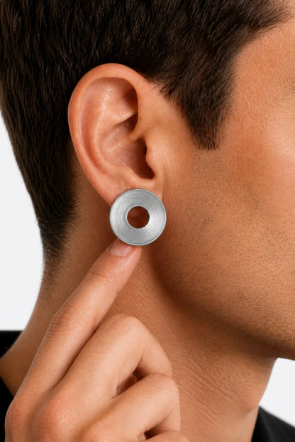 Textured Disc Stud Earrings
