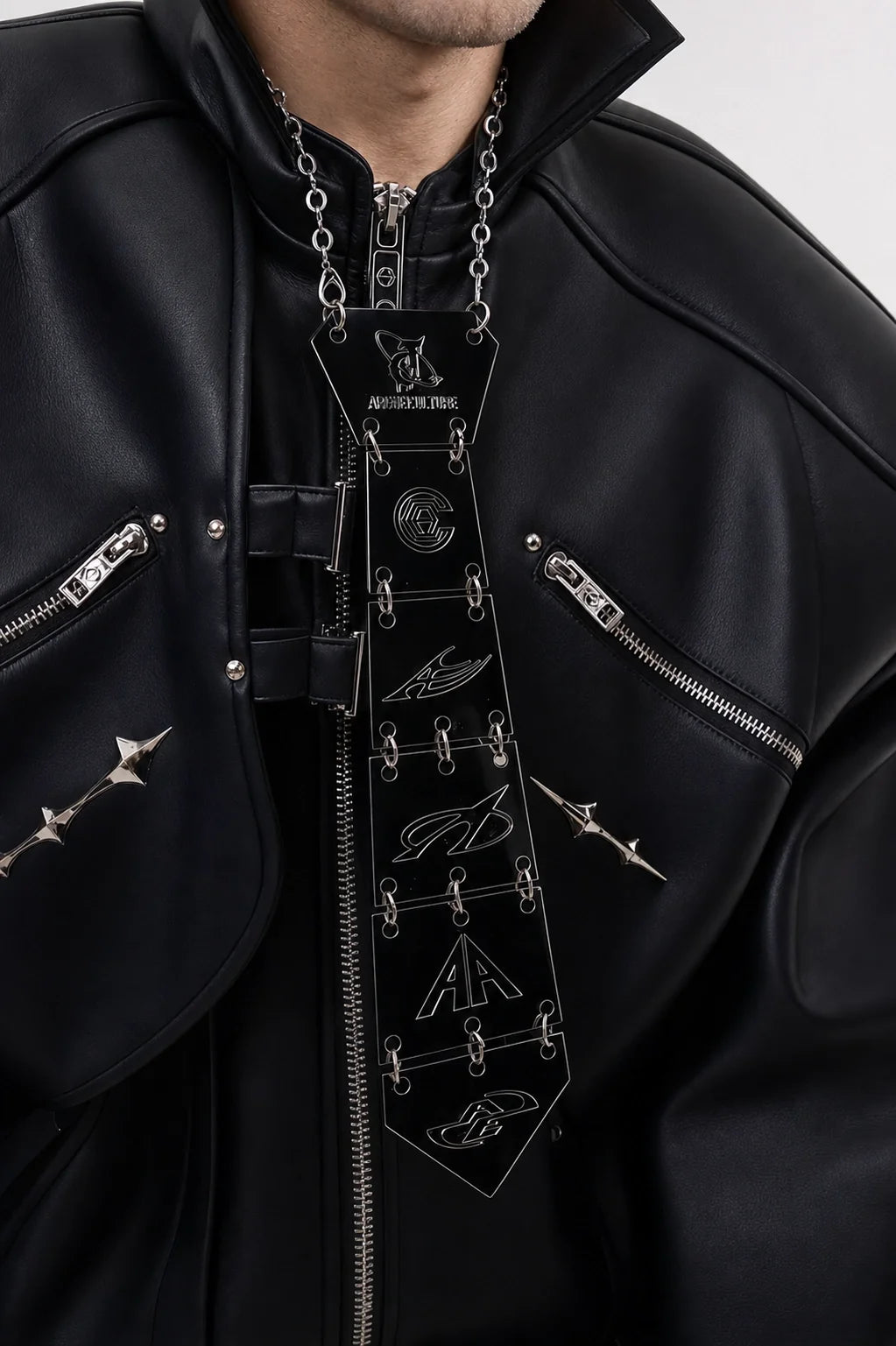 3D Spine-Inspired Metal Tie Necklace