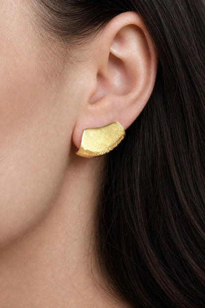 Modern Arc Earrings - Satin Finish Minimalist Jewelry,Unisex Style