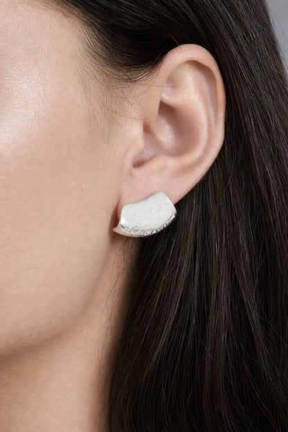 Modern Arc Earrings - Satin Finish Minimalist Jewelry,Unisex Style