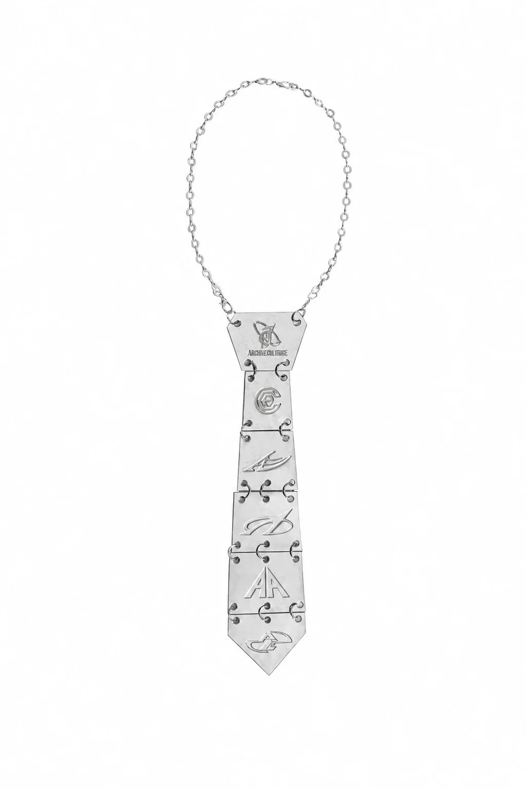 3D Spine-Inspired Metal Tie Necklace