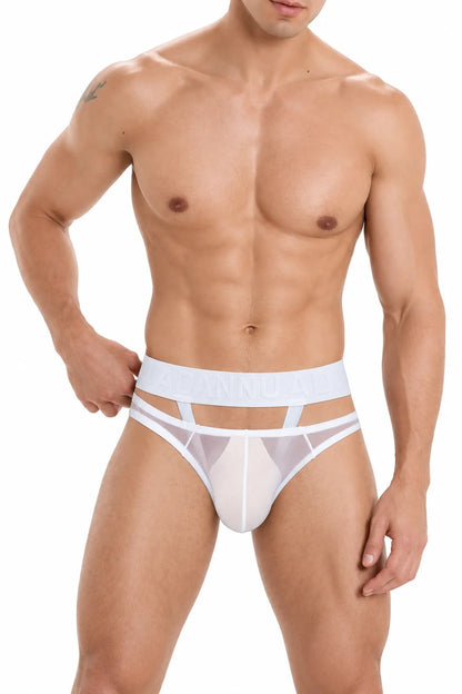 Men’s Sexy Sheer Thong with Ring & Strap Design