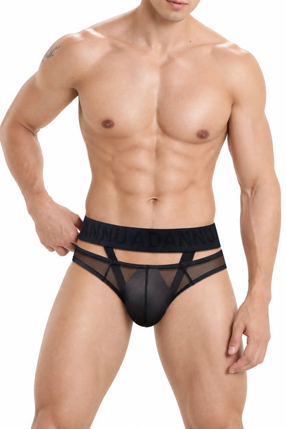 Men’s Sexy Sheer Thong with Ring & Strap Design