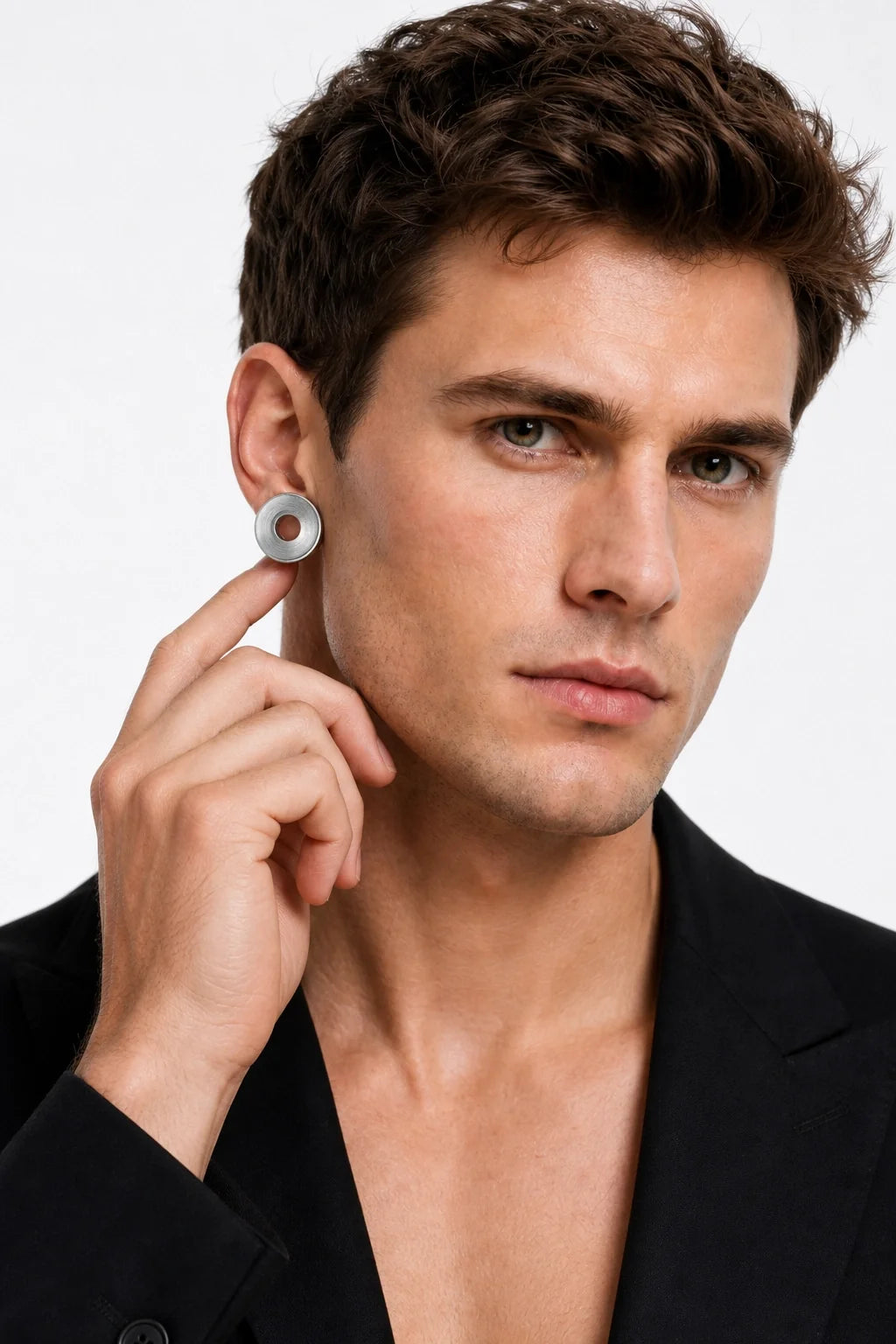 Textured Disc Stud Earrings