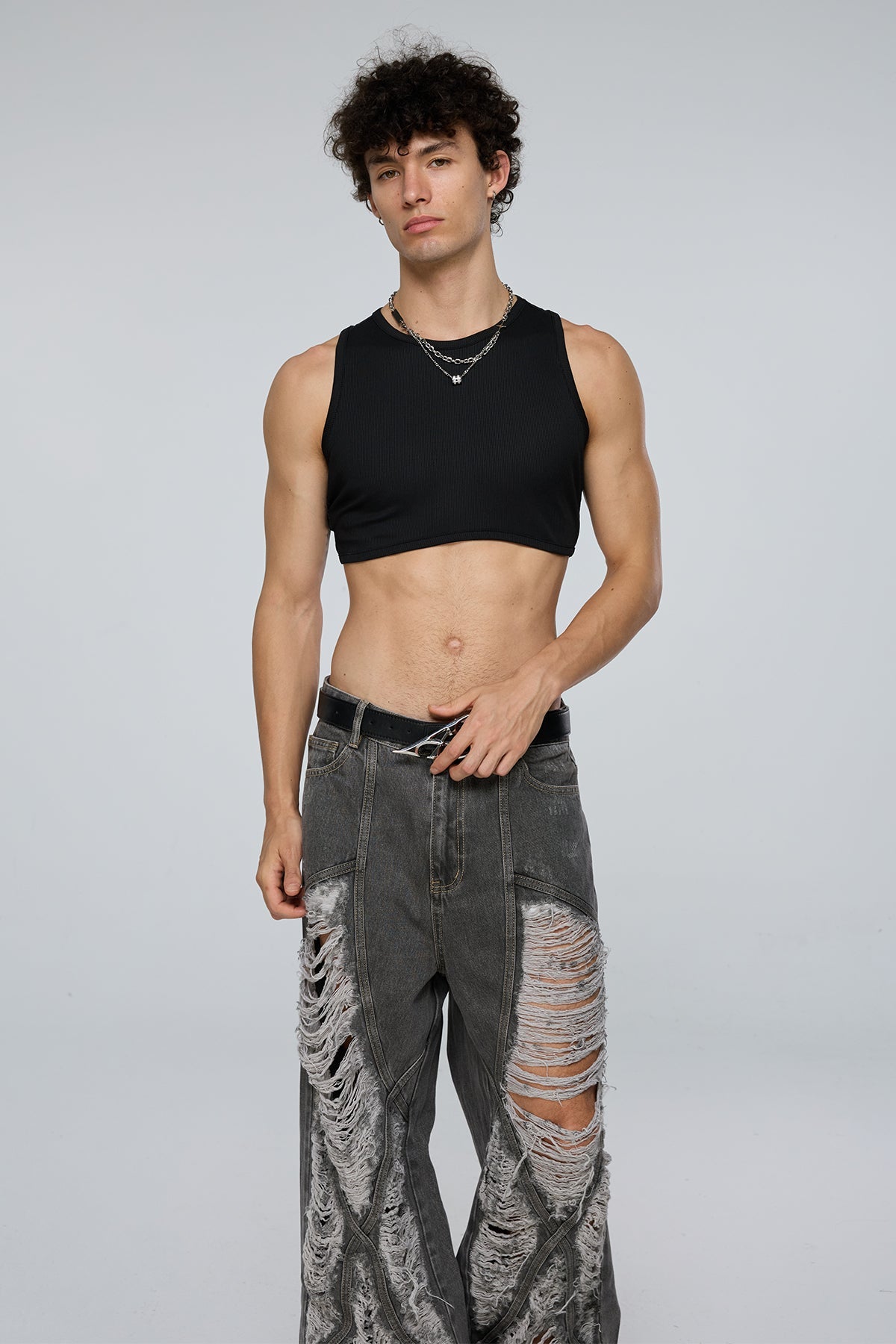 Binary Base Sleeveless Crop Top Black