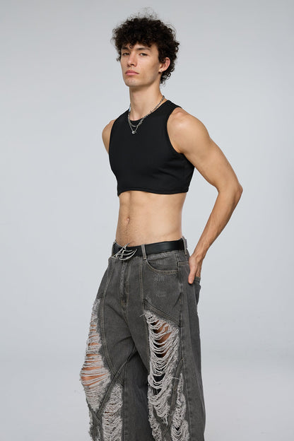 Binary Base Sleeveless Crop Top Black
