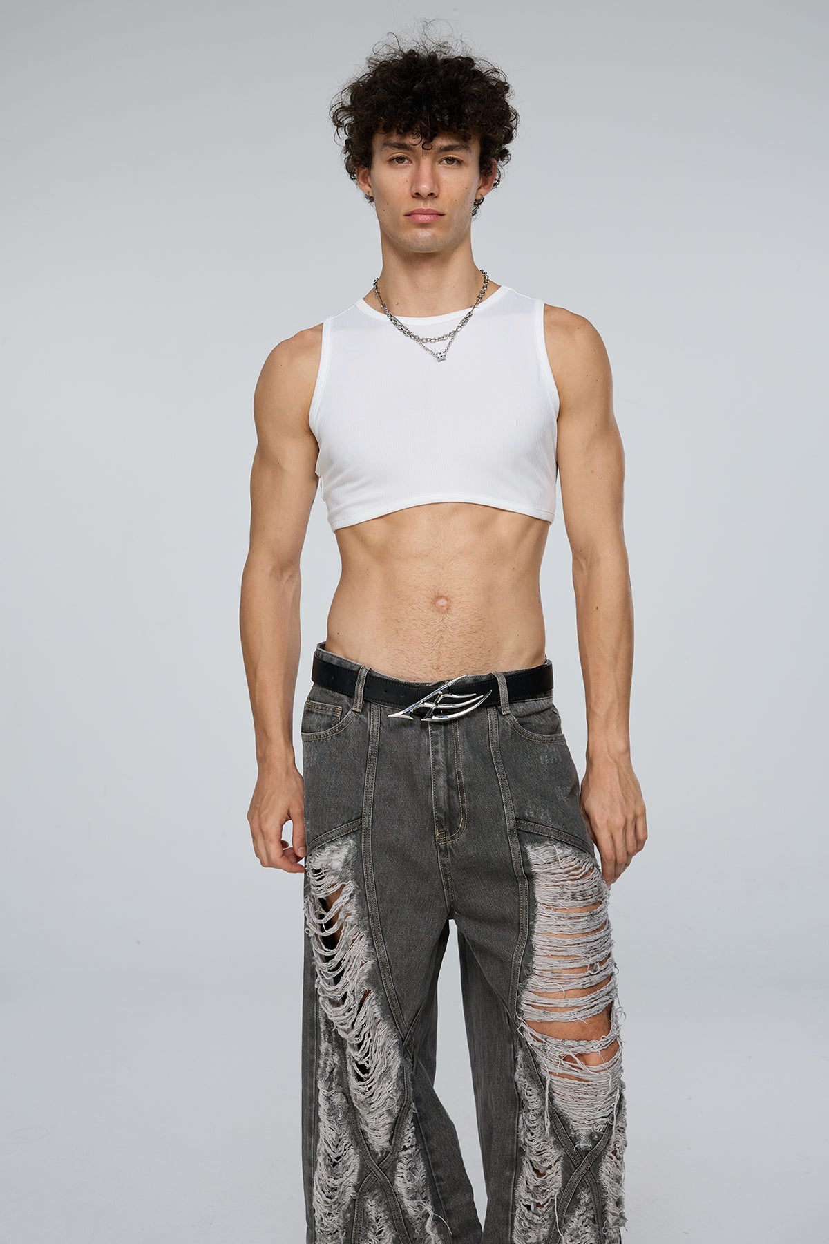 Binary Base Sleeveless Crop Top White