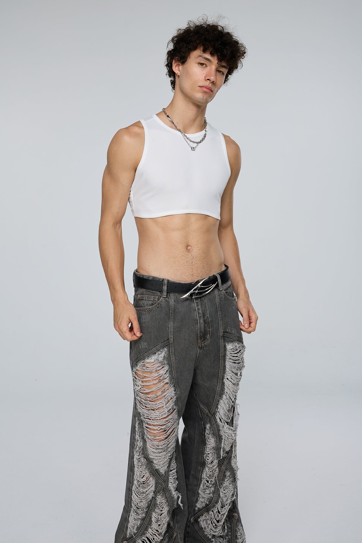 Binary Base Sleeveless Crop Top White