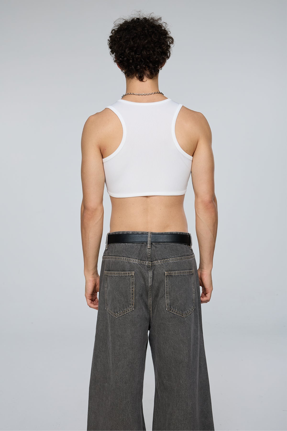 Binary Base Sleeveless Crop Top White