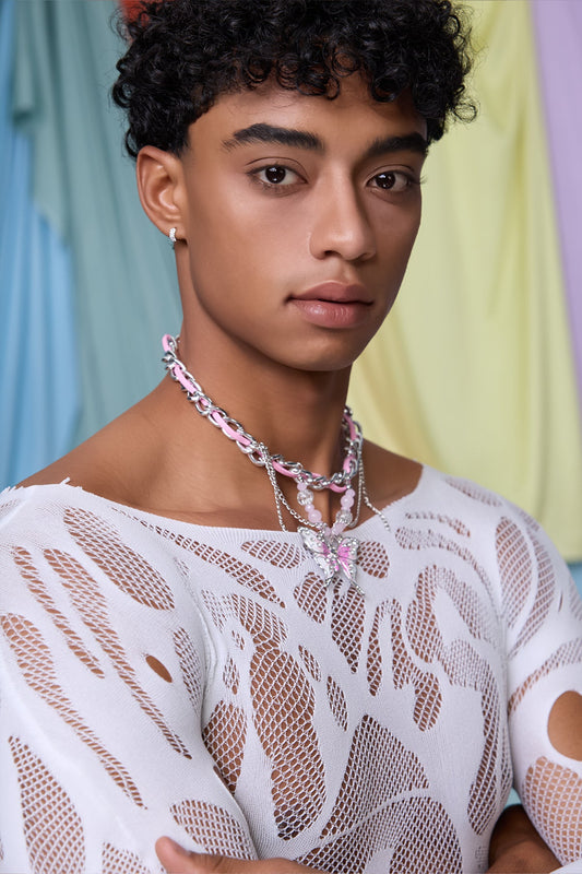 Binary Collar Butterfly Leather Choker