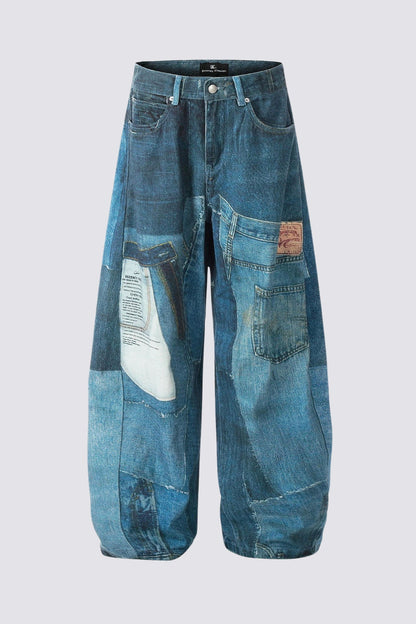 Binary Denim Barrel Print Jeans