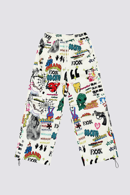 Binary Weave Graffiti Wide Leg Pants