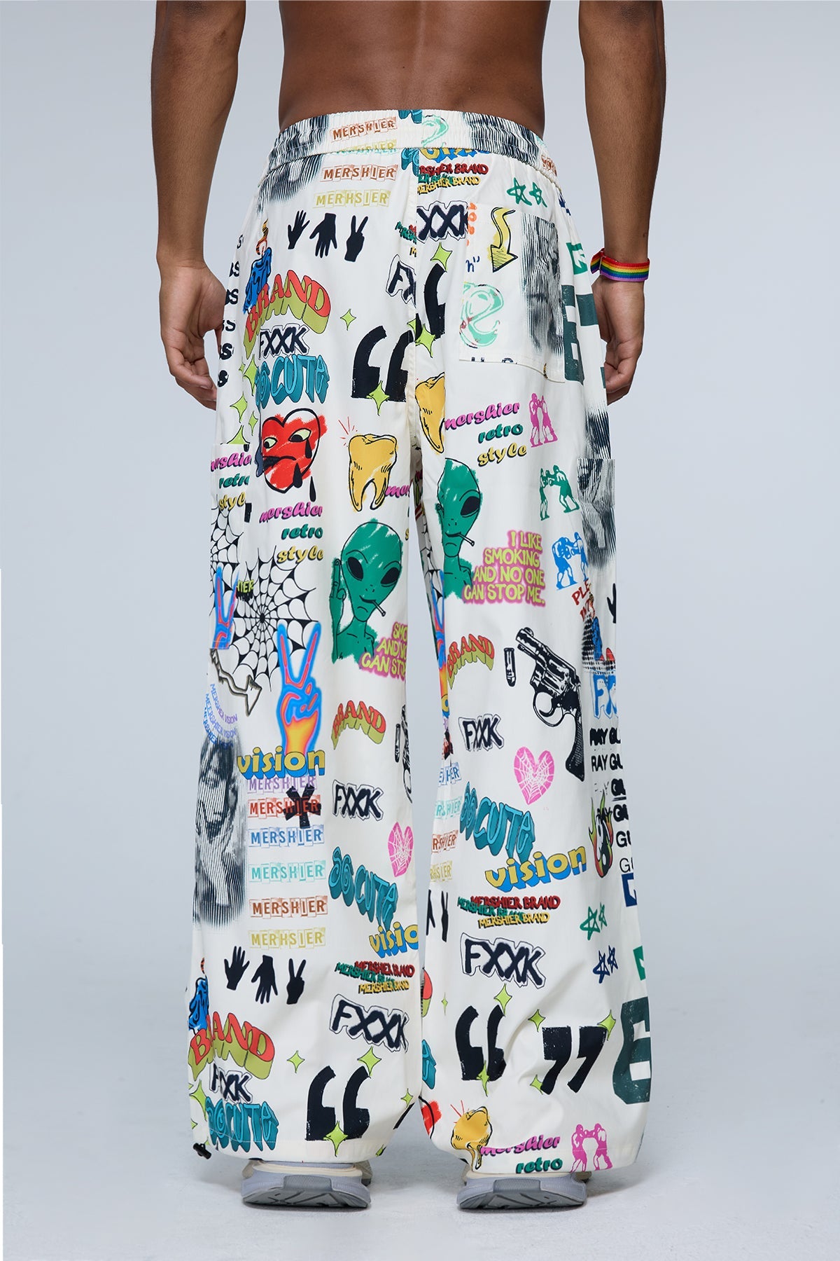 Binary Weave Graffiti Wide Leg Pants