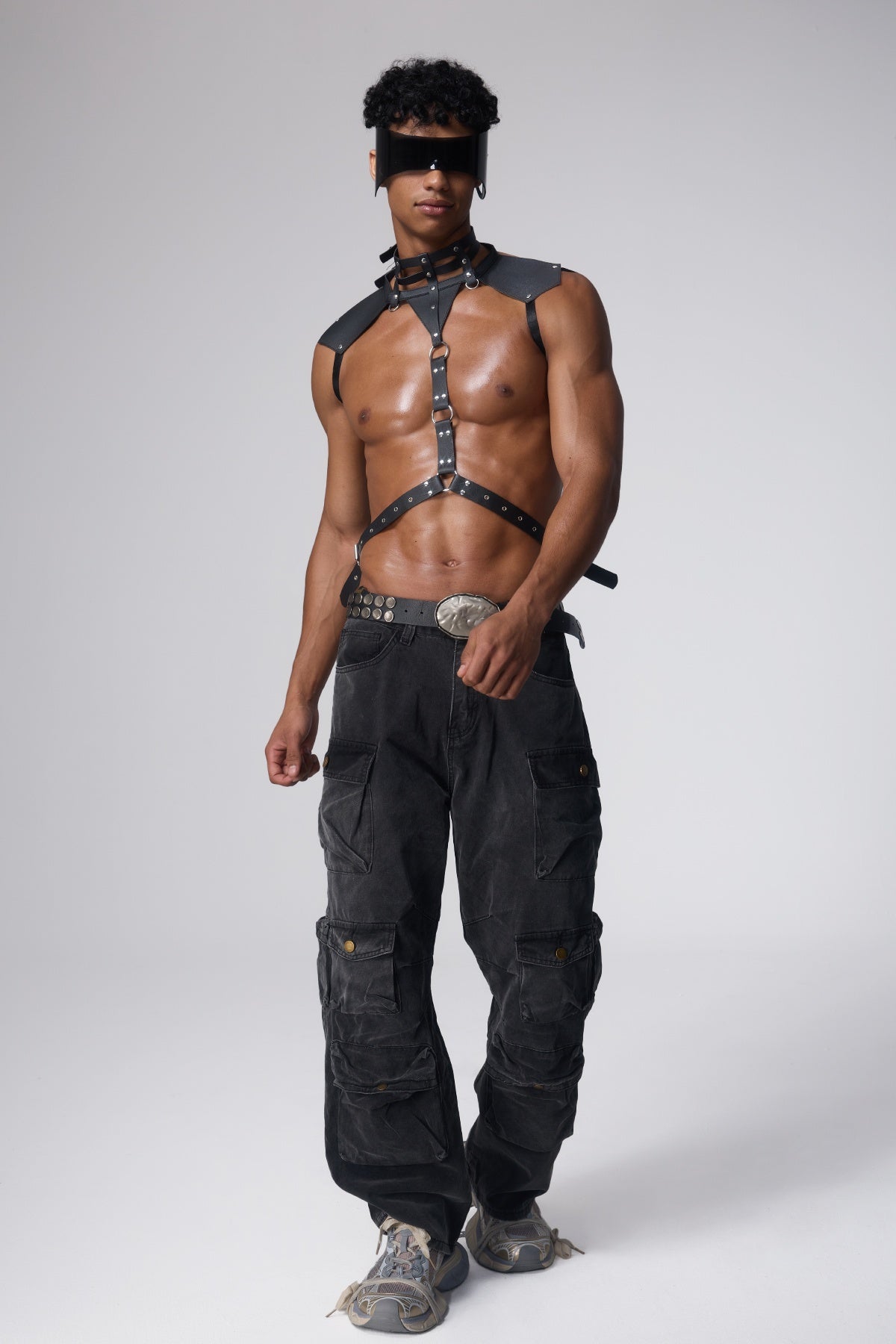 Black Cage Leather Harness