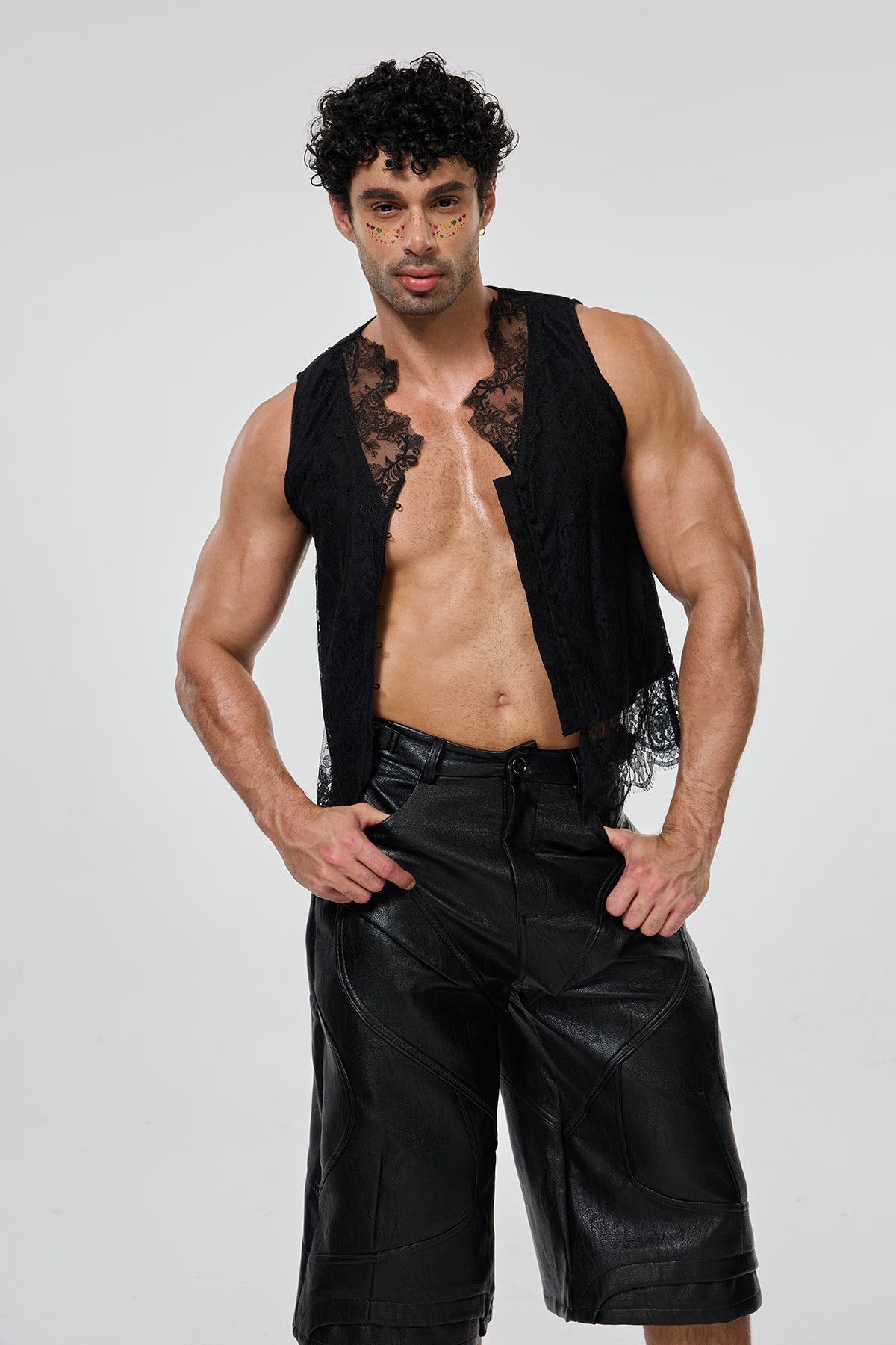 Black Continuity Sleeveless Lace Shirt