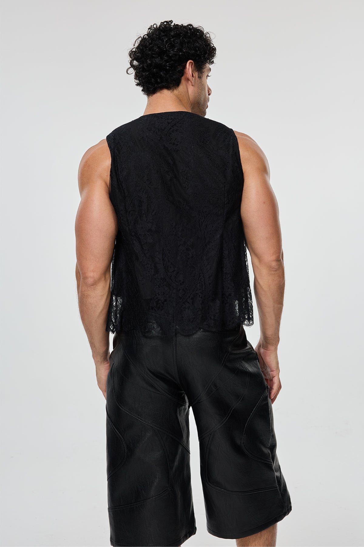 Black Continuity Sleeveless Lace Shirt