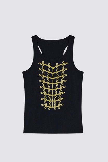 Black Ground Embroidery Tank Top