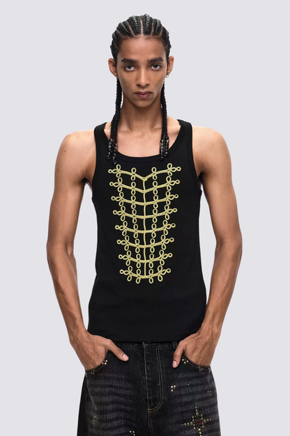 Black Ground Embroidery Tank Top