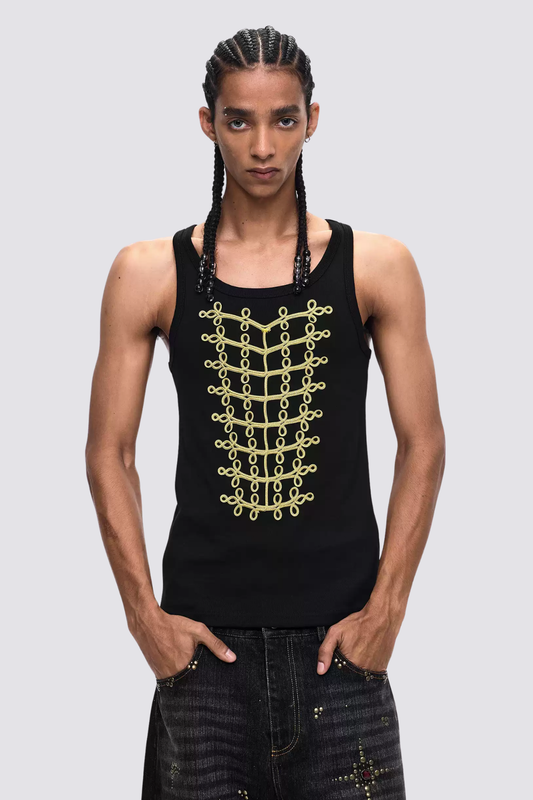Black Ground Embroidery Tank Top
