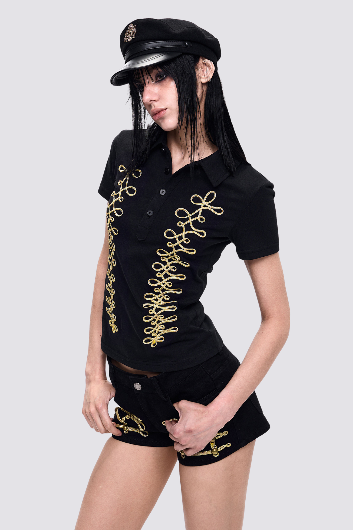 Black Plane Embroidery T-Shirt