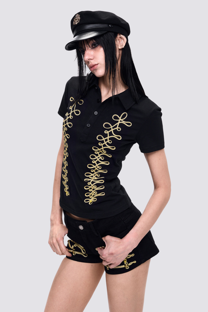 Black Plane Embroidery T-Shirt