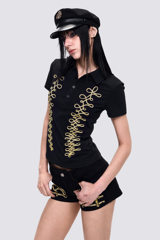 Black Plane Embroidery T-Shirt