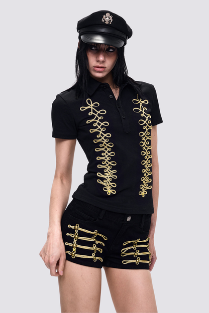 Black Plane Embroidery T-Shirt