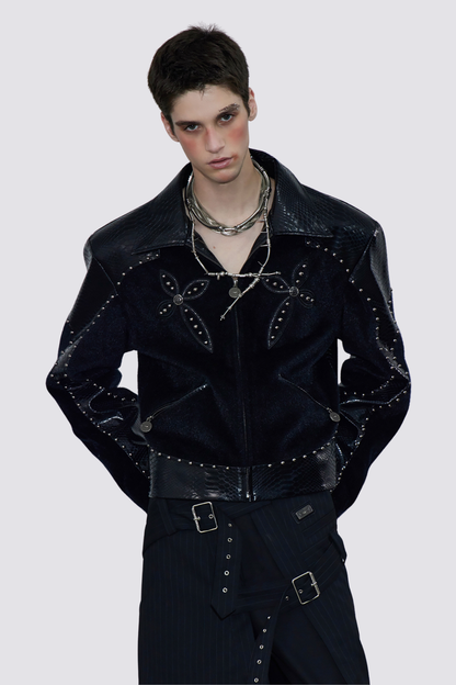 Black Shroud Rivet Crop Jacket