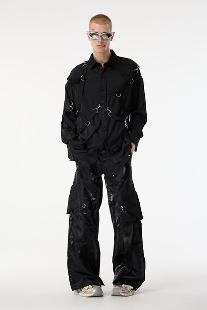 Black Thread Long Sleeve Buckle Jacket