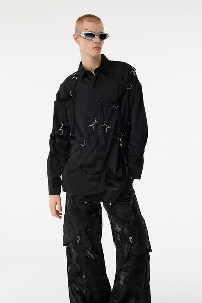 Black Thread Long Sleeve Buckle Jacket