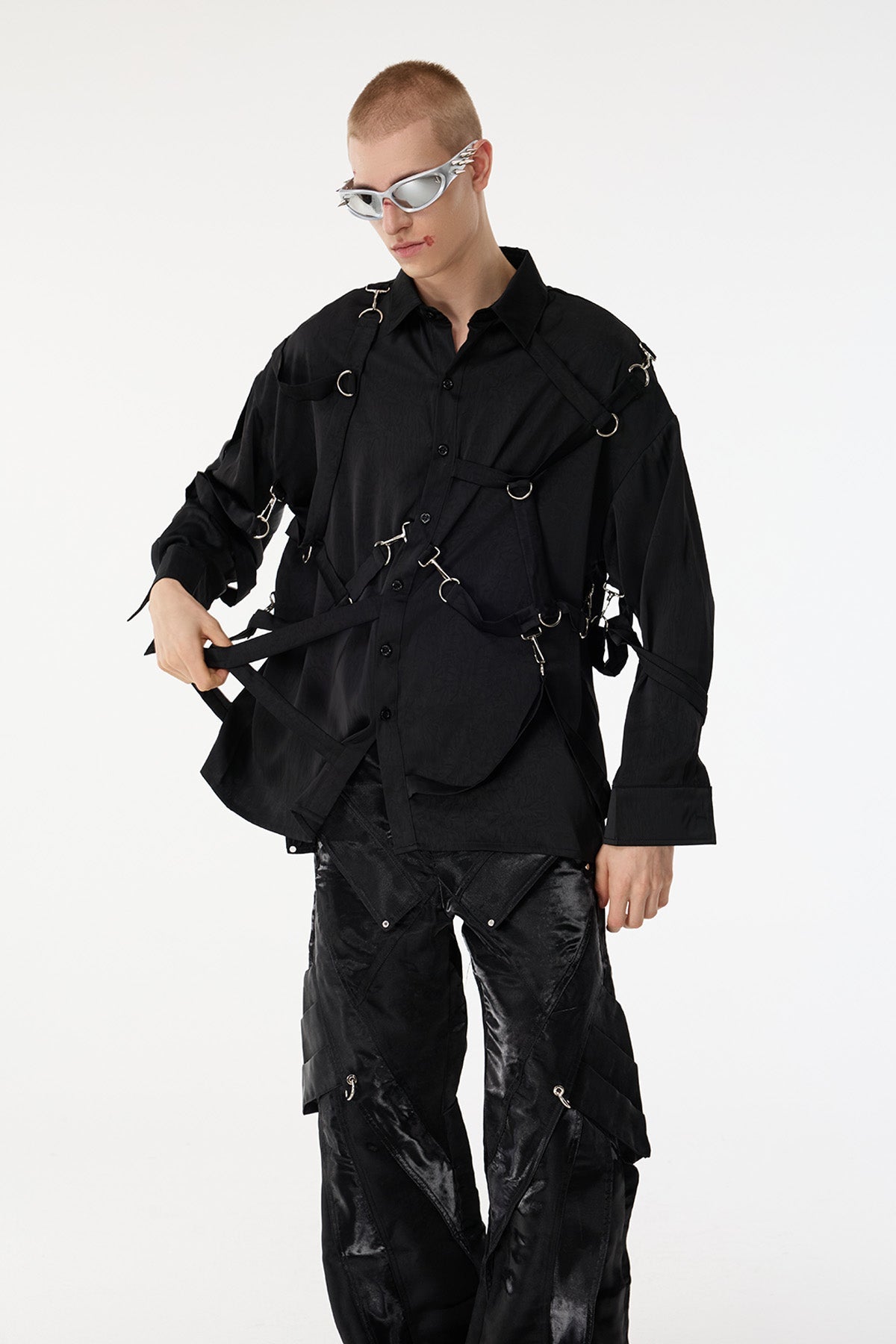 Black Thread Long Sleeve Buckle Jacket