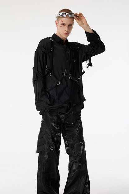 Black Thread Long Sleeve Buckle Jacket
