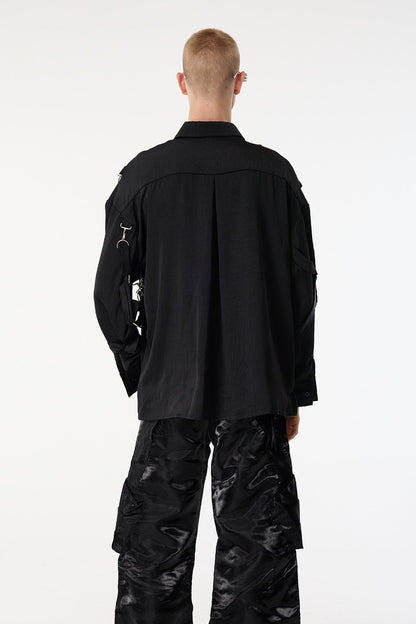 Black Thread Long Sleeve Buckle Jacket