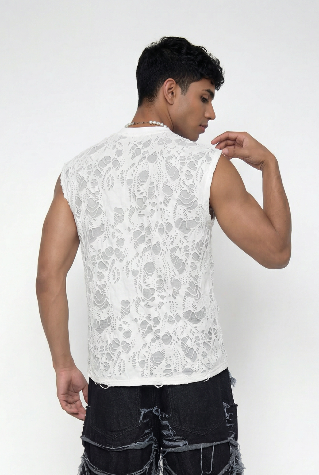 Black Weight Ripped Sleeveless Top