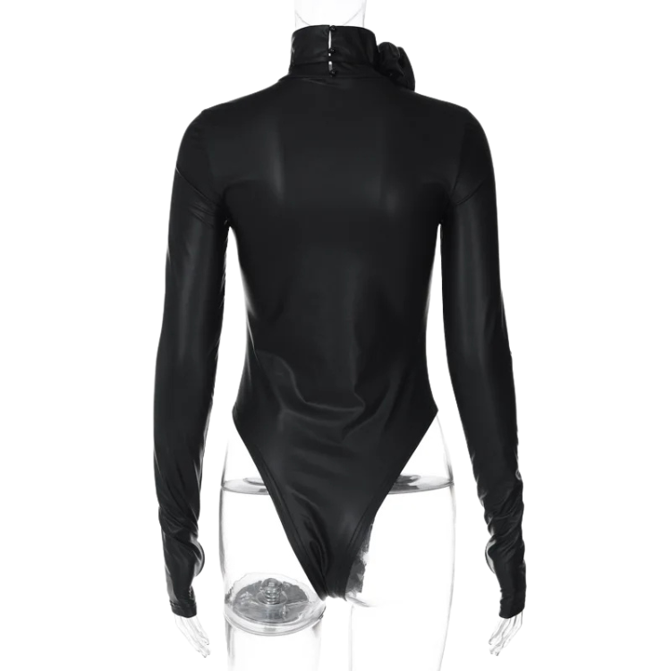 Black Widow Floral-Appliqué Bodysuit