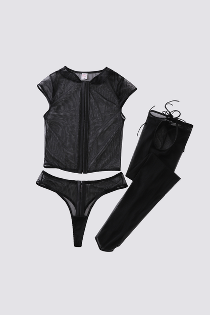 Black Zero Mesh Shorts Set