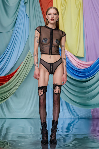 Black Zero Mesh Shorts Set