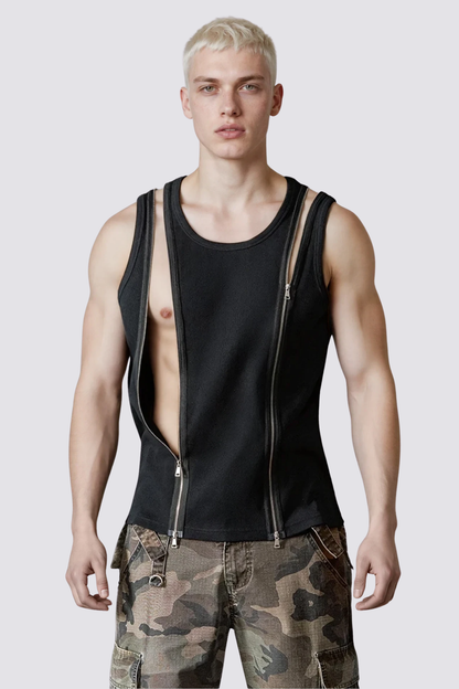 Black Silence Zipper Top
